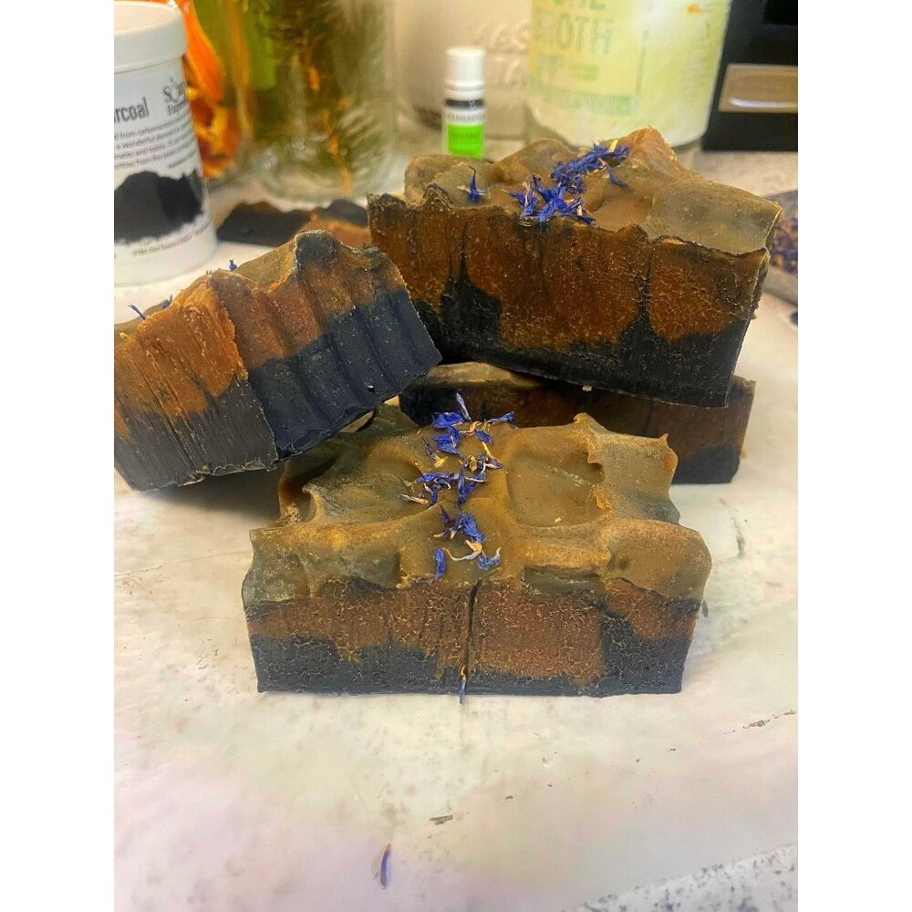 Volanic Flower - Hibiscus and Activated Charcoal Cold Process Soap Bar‎
